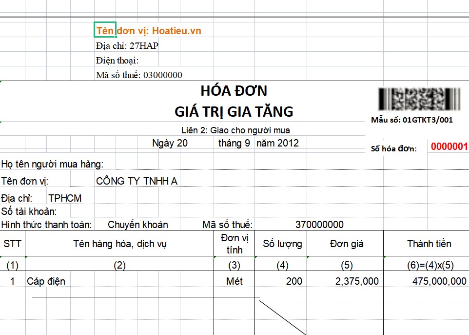 Mẫu File Excel Viết Hóa Đơn Gtgt 2023 - Hoatieu.Vn