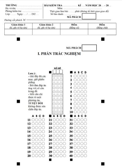 Mẫu Giấy Thi A4 Có Phách