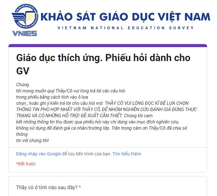 Hướng dẫn Phiếu khảo sát giáo dục Việt Nam Vnes.edu.vn 2024 - HoaTieu.vn