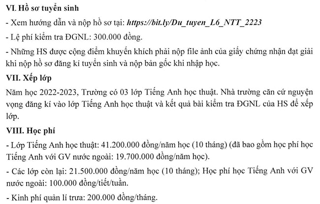 THCS Nguyễn Tất Thành Hà Nội tuyển sinh 2022