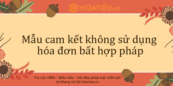 Mẫu cam kết không sử dụng hóa đơn bất hợp pháp mới nhất