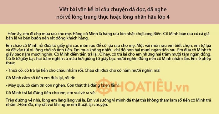 Viết đoạn văn về lòng trung thực lớp 4 ngắn nhất