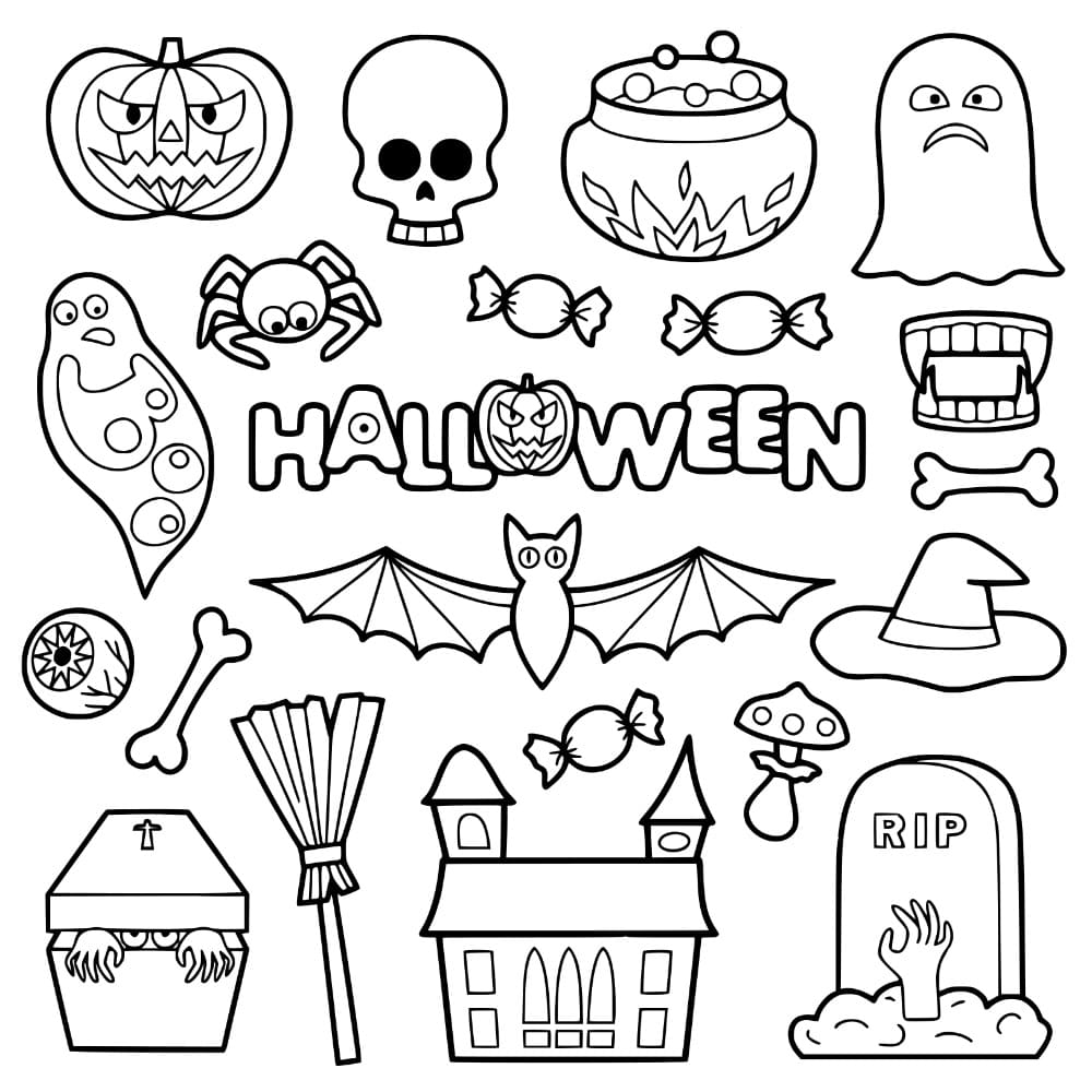 Tranh tô màu Khung cảnh Halloween PDF 27 trang A4 - Piggy's Pastel Drawing