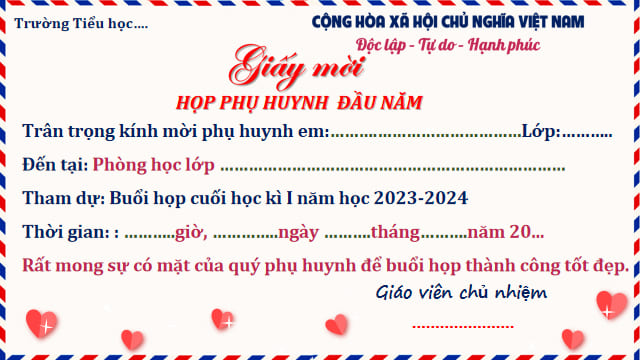 30+ Giấy mời họp phụ huynh 2023-2024 đẹp