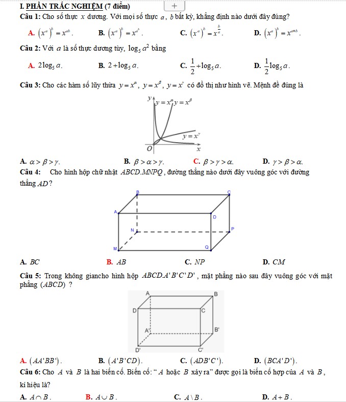 Đề thi học kì 2 lớp 11 môn Toán KNTT