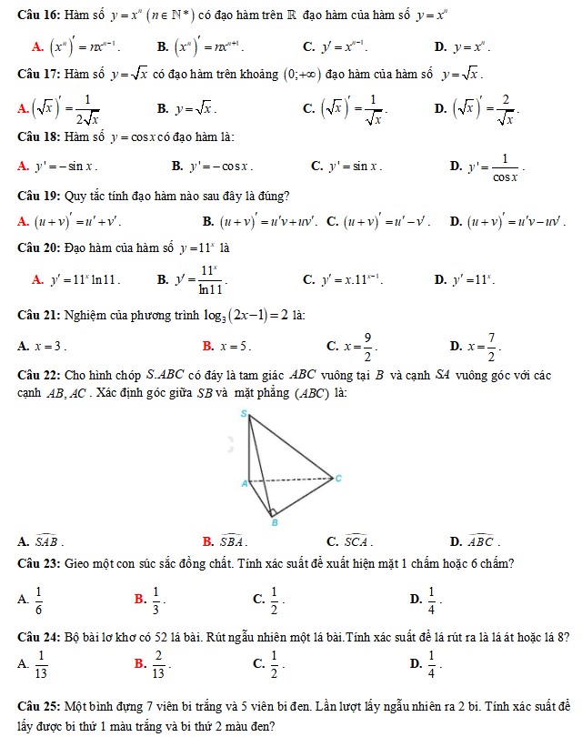 Đề thi học kì 2 lớp 11 môn Toán KNTT