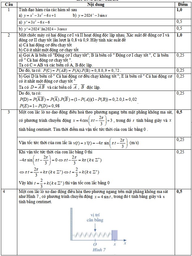 Đáp án đề thi học kì 2 lớp 11 môn Toán KNTT